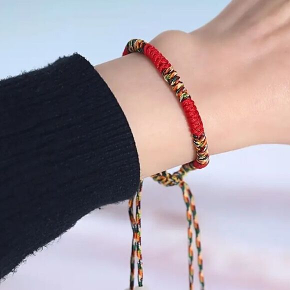 Vibrant Bohemian Braided Adjustable Rope Bracelet Red or Yellow - Picture 4 of 13